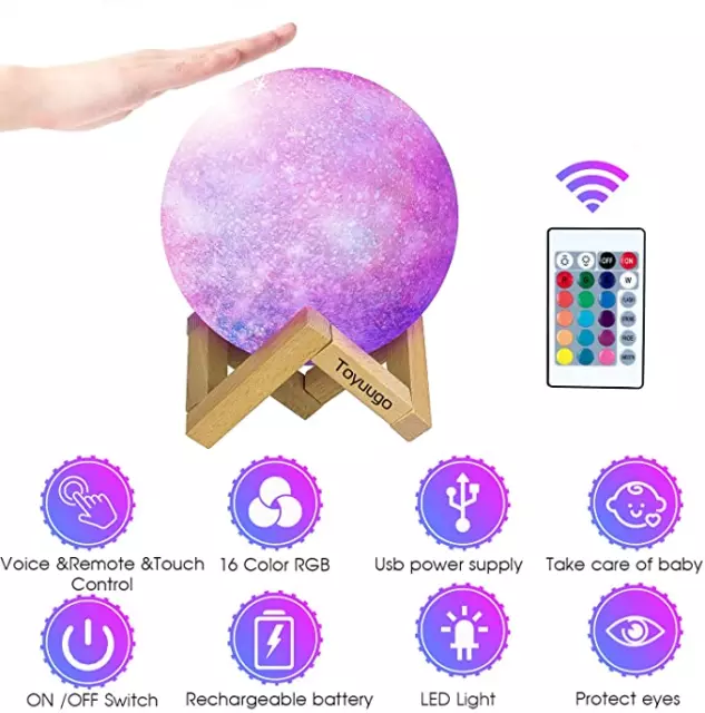 15CM 3D LED Mond Lampe Moon Light Touch Sensor Mondlicht Kinder Nachtlicht Licht 2