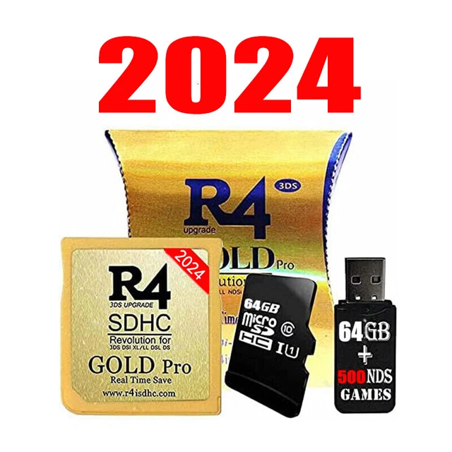 R4 GOLD PRO SDHC for DS/3DS/2DS Revolution Cartridge 64G Card+ Many