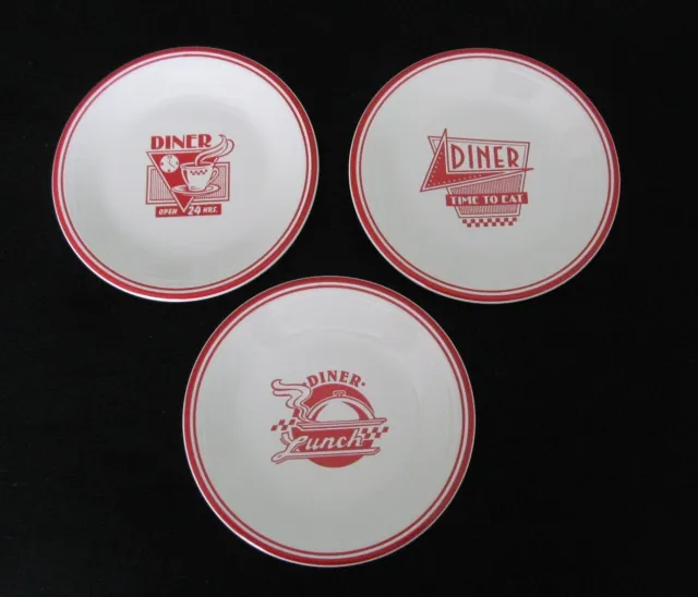 🌺Set of 3 Fiesta FIESTAWARE Betty Crocker RED DINER 7 1/4" Bright White Plates