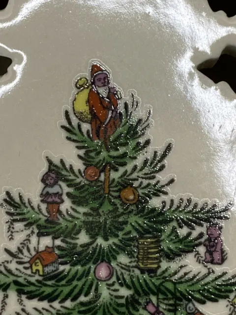 SPODE Christmas Tree Pierced Heart Shaped Porcelain Trinket Jewelry Box w/Lid 3