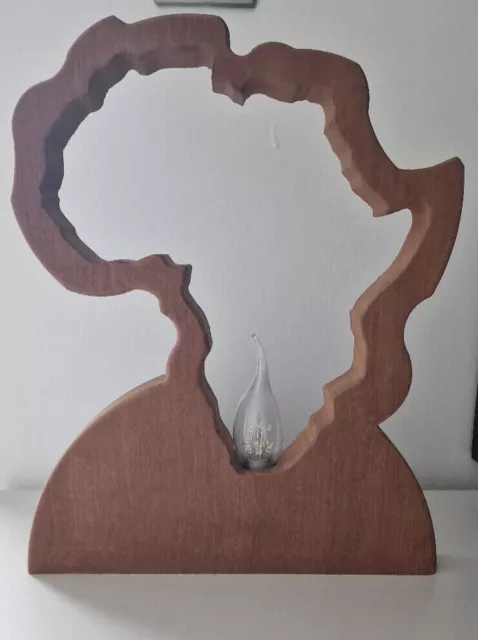Unique carved solid wood African Sapele E14 Lamp
