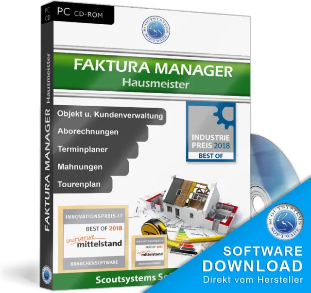 Faktura Manager Hausmeister Software Programm, EDV Verwaltung,Rechnungsprogramm