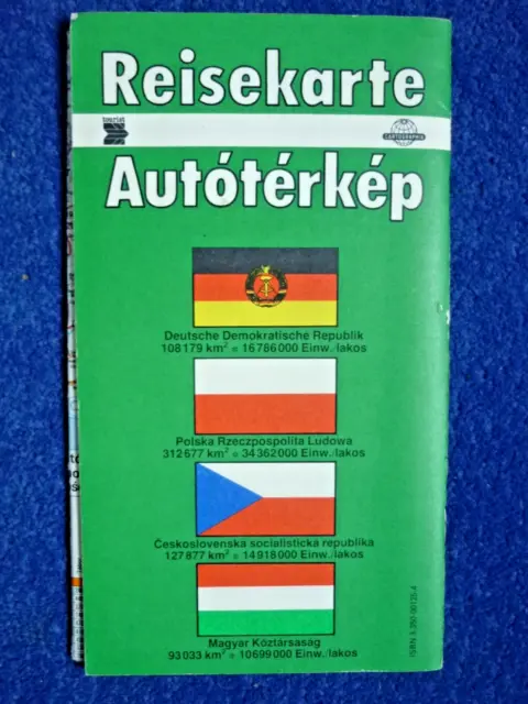 Reisekarte DDR/Polen/Tschechoslowakei/Ungarn 1989