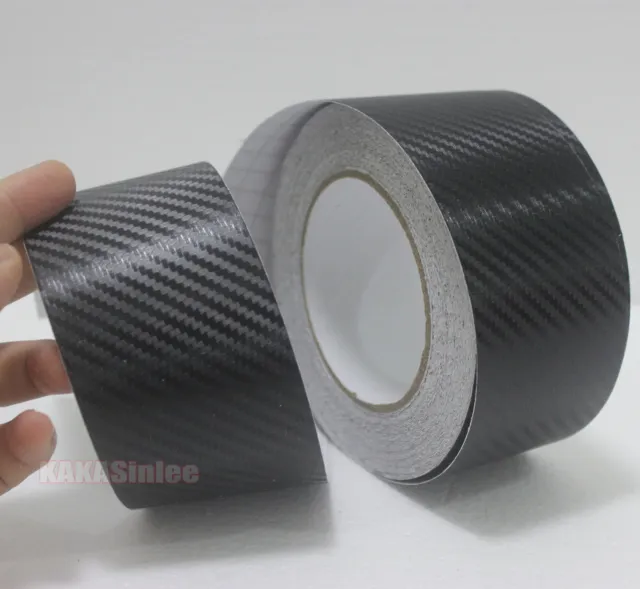 2" Wide Adhesive Car Black 3D Texture Carbon Fiber Vinyl Tape Wrap Sticker - CB