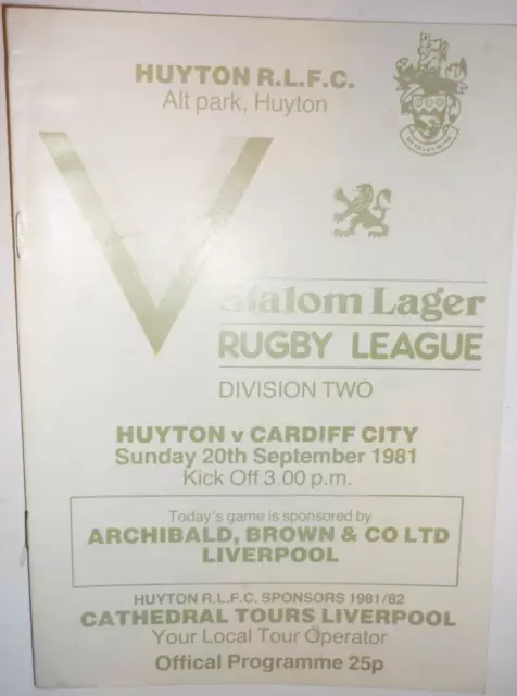 Huyton v Cardiff City 20th September 1981 League Match @ Alt Park, Huyton