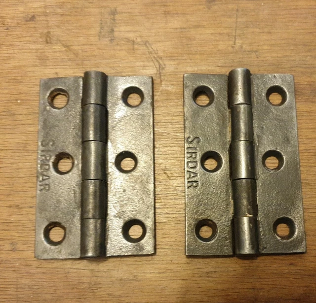 One pair of Old 3 1/2" Sirdar cast iron door hinges