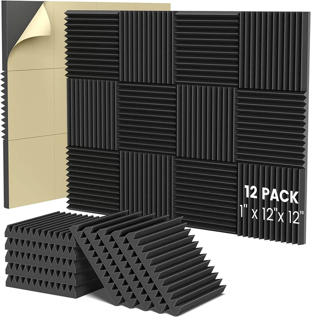 Acoustic Foam Panels,1" X 12" X 12" Self-Adhesive Sound Proof Foam Panels,Acoust