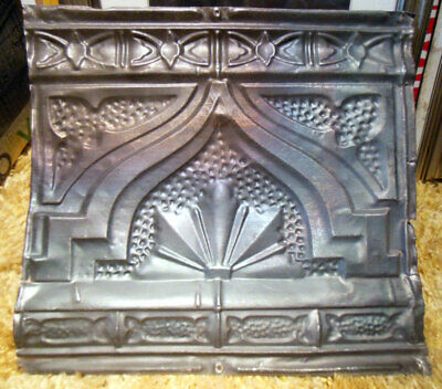 Antique Iridescent Victorian Gothic Ceiling Tin Tile Arched Trefoil Cottage Chic