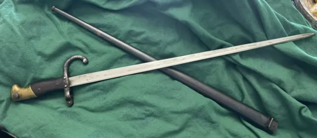 Original French WWI Model 1874 Gras Bayonet W/ Scabbard.