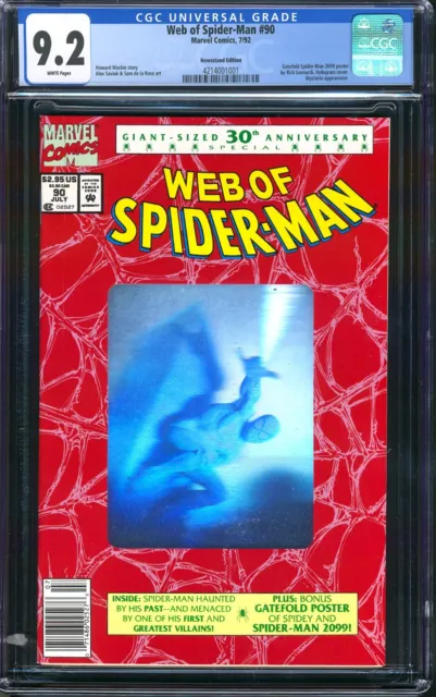 Web Of Spider-Man 90 Cgc 9.2 Nm- Newsstand Variant 1St 2099 Predates Amazing 365