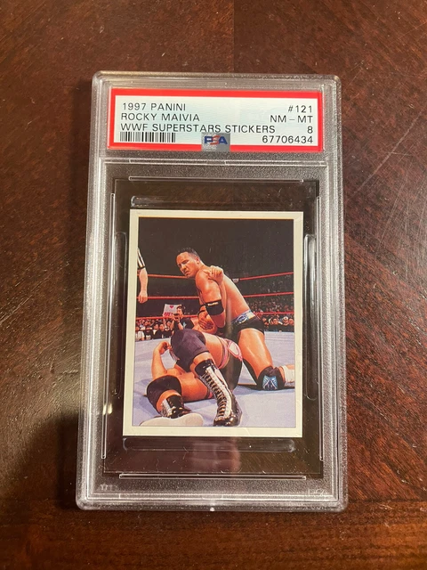 1997 Panini WWF Superstars Rocky Maivia #121 PSA 8 NM-MT. (6434)
