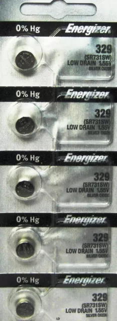 ENERGIZER 329 SR731SW (5 piece) S42 24 V329 BATTERY NEW SEALED Authorize Seller