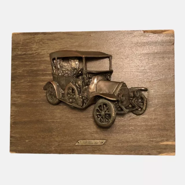 Cuadro de madera de coche antiguo Fiat Hero 1910 antiguo en relieve