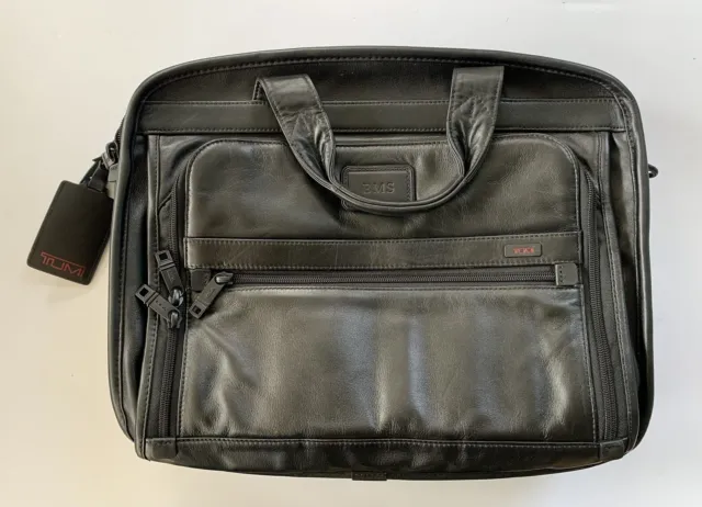 Tumi Alpha 2 Slim Deluxe Leather Portfolio Bag Black