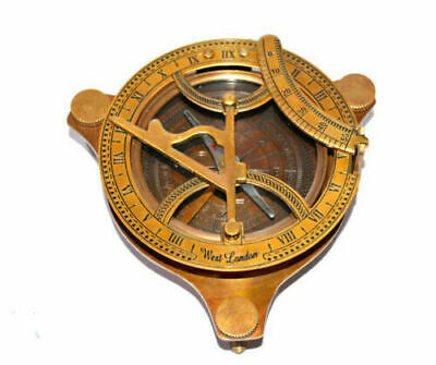 4" Antique finish brass compass maritime marine nautical sundial compass