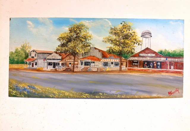 Old Texas Town Coldspring, TX Store Fronts Folk Art Hand Painted Masonry Trowel