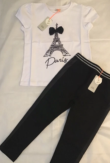 Maglietta River Island mini bambina età 3-4 anni fiocco parigi outfit nuova con etichette