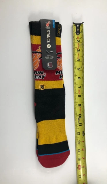 Stance NBA Athletic Socks Miami Heat Basketball NWT Size L/XL (9-13) Mid Cushion