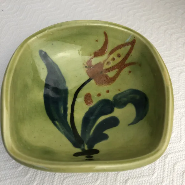 Vintage Saint Jorioz Annecy France Small Dish Trinket Ashtray Green Hand Painted