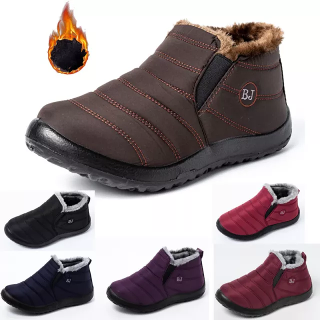 Waterproof Mens Womens Winter Warm Ankle Shoes Snow Boots Fur Lined Fluffy Size