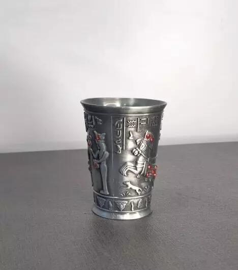 Ancient Egyptian Antiques - Silver coffee cup decorated with hieroglyphs 2