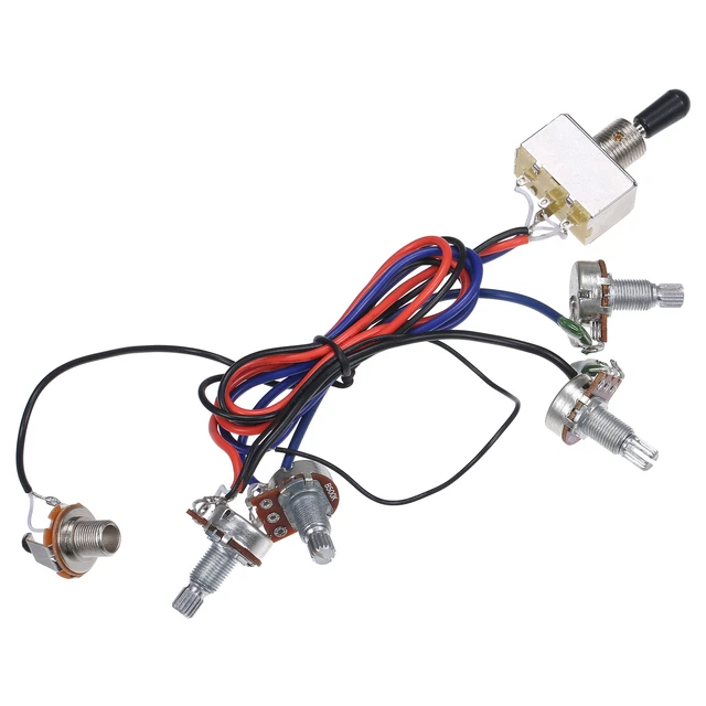 Guitar Wiring Harness Kit 3 Way Toggle Switch 2 Volume 2 Tone 500K Pots Q7C8