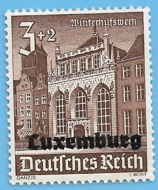 Germany WW2 German 1941 Luxemburg Overprint Winter Relief 3+2 Stamp WW2 ERA