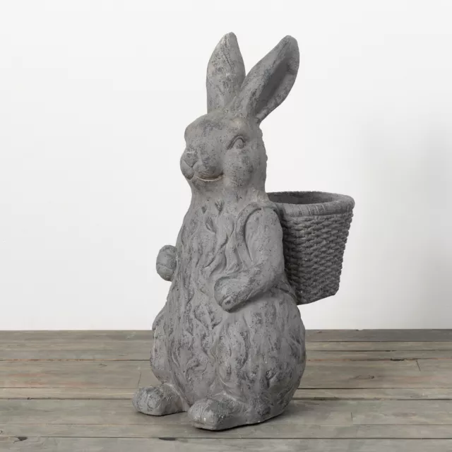 Charcoal Rabbit Basket Planter, Gray