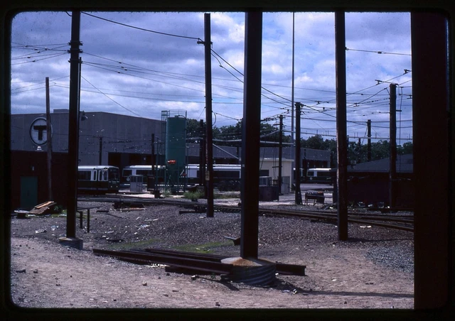 Trolley Slide - Boston MBTA LRV Light Rail Vehicle Riverside Yard Car Barn 1979