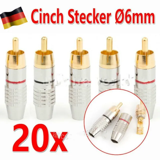 U2Q1 Stecker Cinch RCA Chinch zum 20 vergoldet 6mm Schrauben Löten, Metall verg!