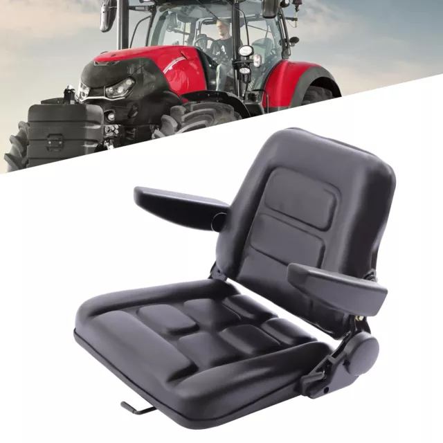 Universal Forklift Tractor Seat PVC Adjustable Backrest Armrest Mower Seat