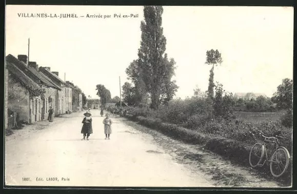 CPA Villaines-la-Juhel, Arrivé par Pré-en-Pail