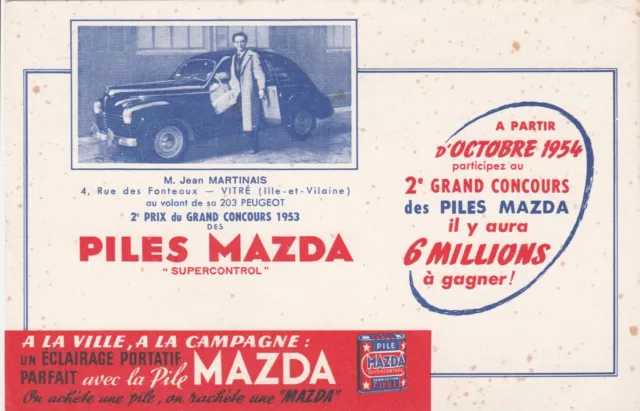 G93 PILES MAZDA - 2ème DU GRAND PRIX CONCOURS 1953 203 PEUGEOT