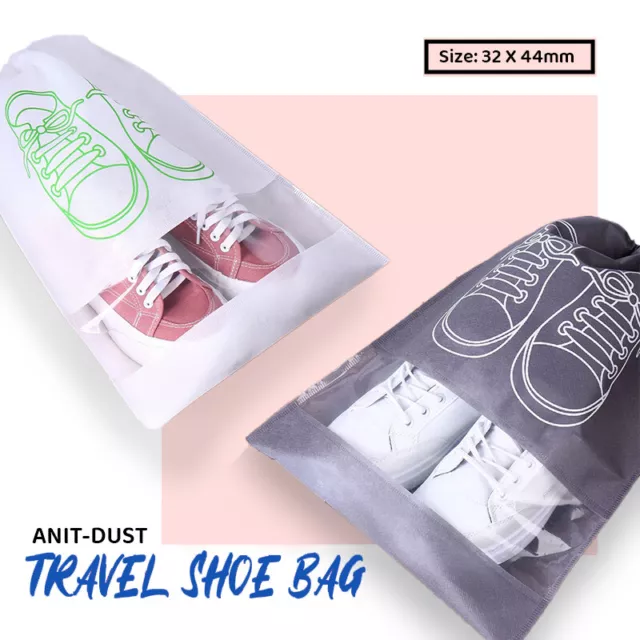 Portable Shoes Bag Travel Sport Storage Pouch Drawstring Dust Bags Non-woven AU 3