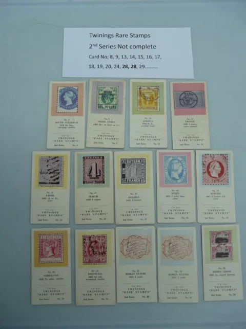 Twinings Tea Cards RARE STAMPS (2nd Series) 1960  PART SET 14 CARDS