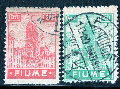 FIUME ITALY OCCUPATION 1919 STAMP Sc. # 30a AND 32a USED POOR QUALITY PAPER
