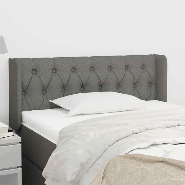 Testiera ad Orecchio Grigio Scuro 103x16x78/88 cm in Tessuto