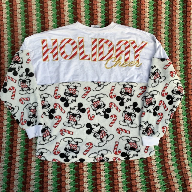 Disney Mickey Holiday Cheer Spirit Jersey Adult Candy Cane Christmas Size XL Disney Mickey Holiday Cheer Spirit Jersey Adult Candy Cane Christmas Size XL