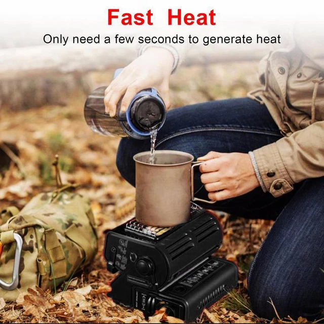 2in1 Tragbare Gasheizung 1,3KW Camping Butan Gas Kocher Keramik+Gaskartuschen DE 2