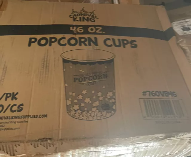 Popcorn Cups Round Paper Watch Movie Theater Concession Yellow (500-Pack) 46 Oz