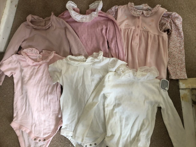 Bundle Of 6 X Baby Girl Short Long Sleeve  Bodysuits Age 18-24 Months