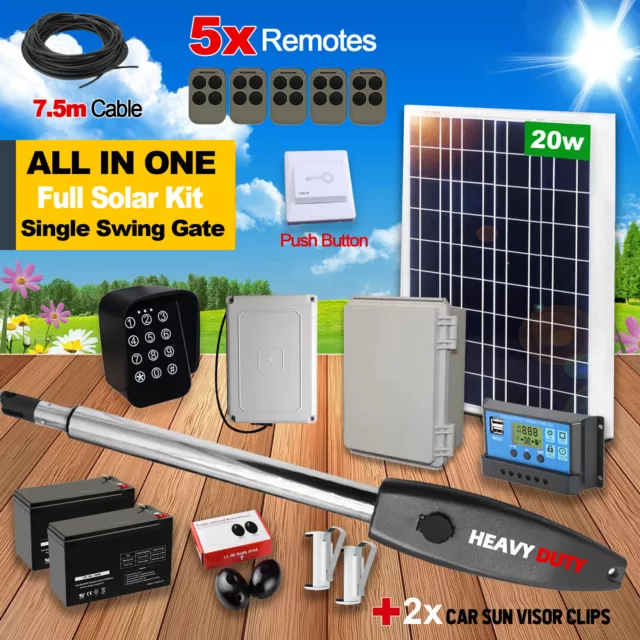 RITROX Farm Full Solar Powered Single Swing Gate Opener Kit 5x Remote  Keypad
