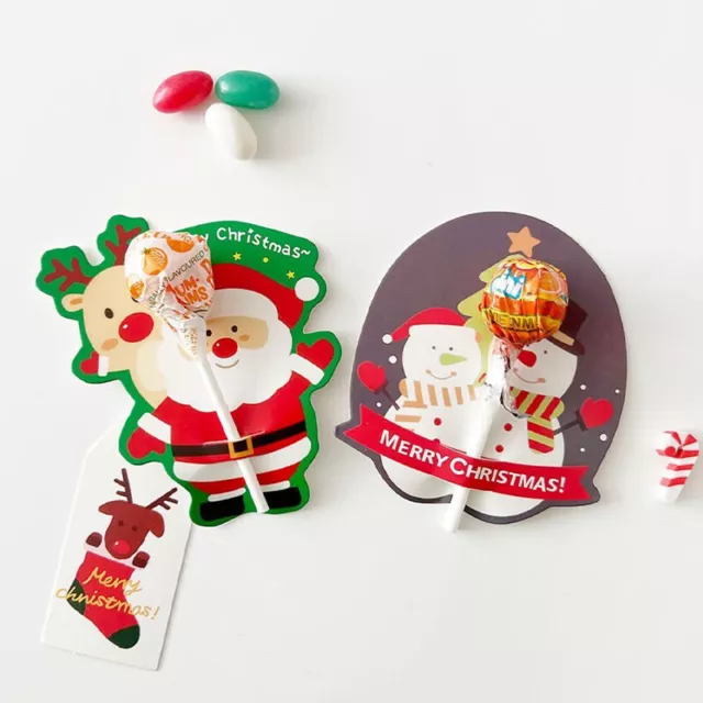 50Pcs Christmas Series Lollipop Decor Paper Card Candy Packaging Decoration Card