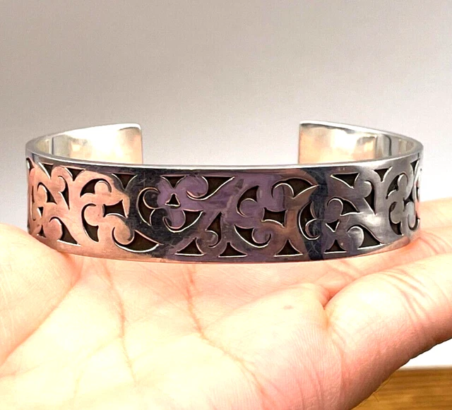 Lois Hill Detailed Filigree Cuff Sterling Silver 925 Bracelet PAU900 49g 6.75" Lois Hill Detailed Filigree Cuff Sterling Silver 925 Bracelet PAU900 49g 6.75"