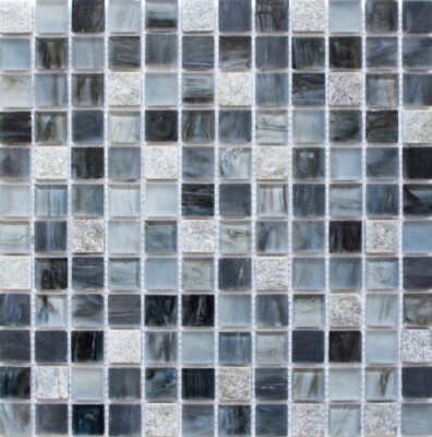 LU Carreaux de Mosaique Translucide Noir Pâte de Verre Cristal Lustre Noir 