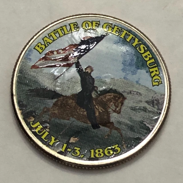 Colorized Kennedy half dollar.CIVIL WAR. BATTLE OF GETTYSBURG. JULY 1-3 1863 #37