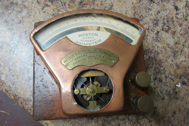 Antique Weston Electrical Instrument Direct Current Ammeter 6167 Patented 1888 Antique Weston Electrical Instrument Direct Current Ammeter 6167 Patented 1888