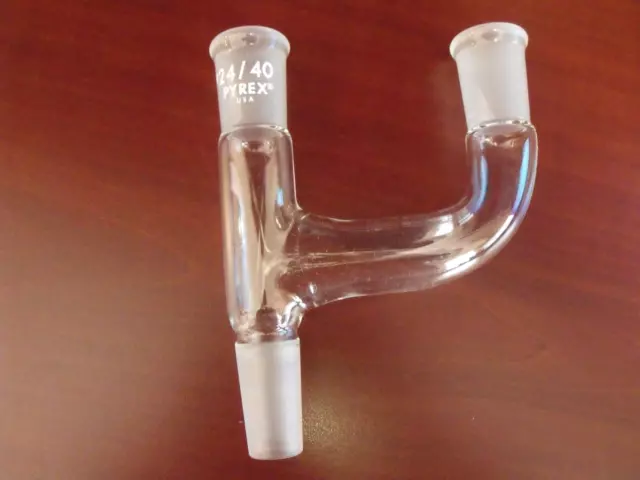 Pyrex 24/40 Claisen 3-Way Distilling Connector Adapter Tube 9040 Lab Glassware