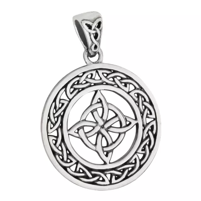 Sterling Silver Witches Quaternary Celtic Knotwork Wiccan Witch Knot Pendant