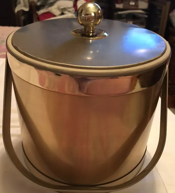 Vintage MCM Retro Signed Georges Briard Ice Bucket Gold Toned